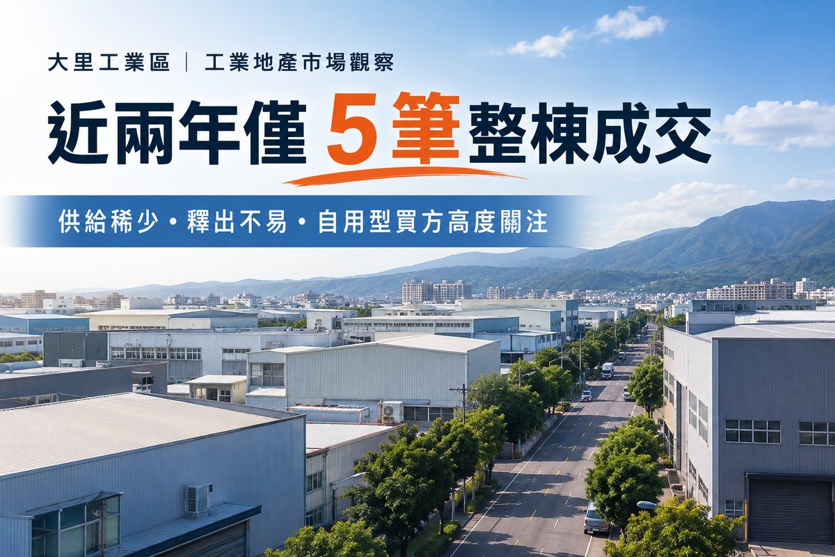 大里工業區近兩年只有 5 筆整棟成交——區域型工業區、買賣需求交集有限